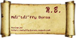 Mátéffy Borsa névjegykártya